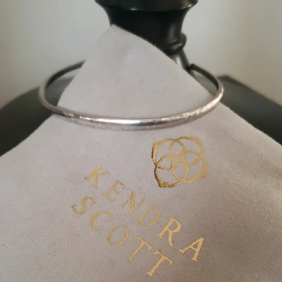 Kendra Scott Silver Thin Cuff Bangle w/ Kira Pierced Earrings - Picture 5 of 17